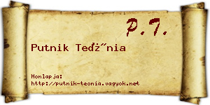 Putnik Teónia névjegykártya